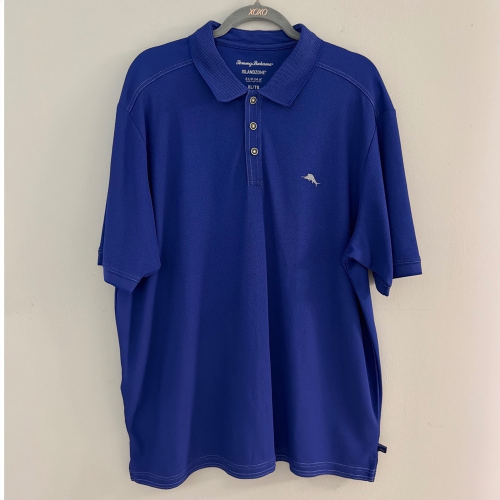 Tommy Bahama IslandZone Supima Polo Shirt Mens XL Royal Blue Short Sleeve Marlin